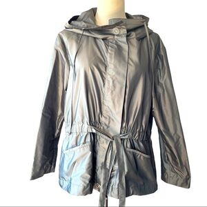 Teenflo Sz.14 silver lightweight belted front zip jacket glamcore cybercore